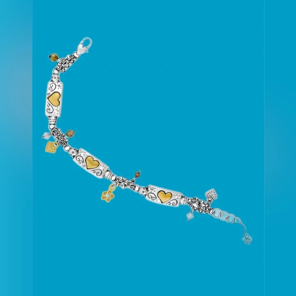 Brighton Remember Your Heart Bracelet.  Golden hearts embedded in silver. - Picture 4 of 8